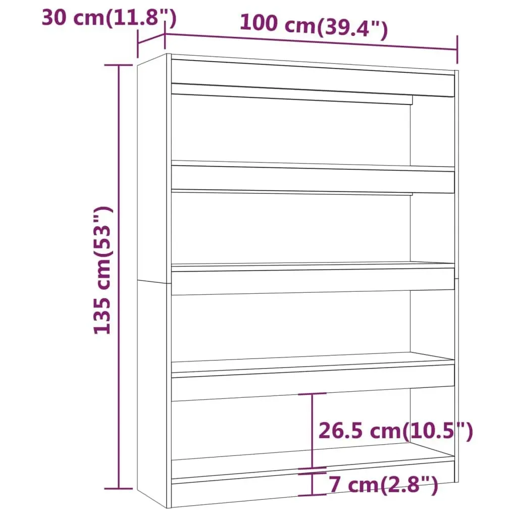 Book Cabinet/Room Divider Brown Oak 100x30x135 cm 813637