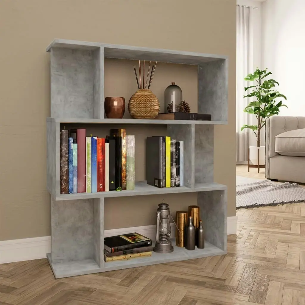 Book Cabinet/Room Divider Concrete Grey 80x24x96 cm Engineered Wood 800085