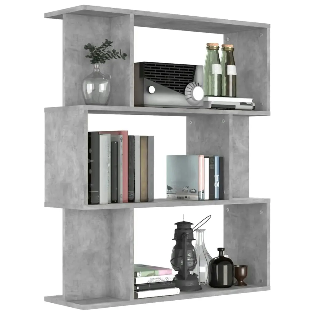 Book Cabinet/Room Divider Concrete Grey 80x24x96 cm Engineered Wood 800085