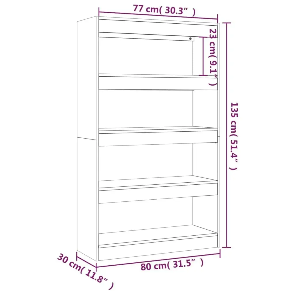 Book Cabinet/Room Divider Brown Oak 80x30x135 cm Engineered Wood 813622