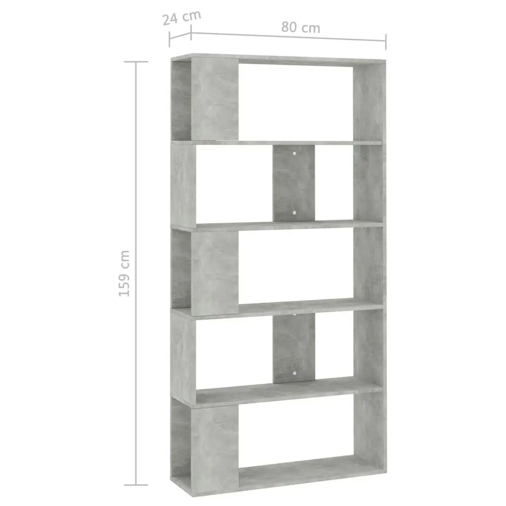 Book Cabinet/Room Divider Concrete Grey 80x24x159 cm Engineered Wood 800103