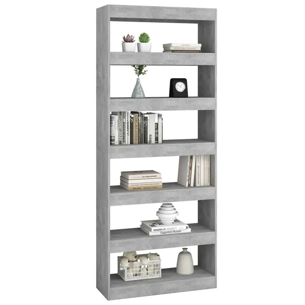 Book Cabinet/Room Divider Concrete Grey 80x30x198 cm Engineered Wood 811731