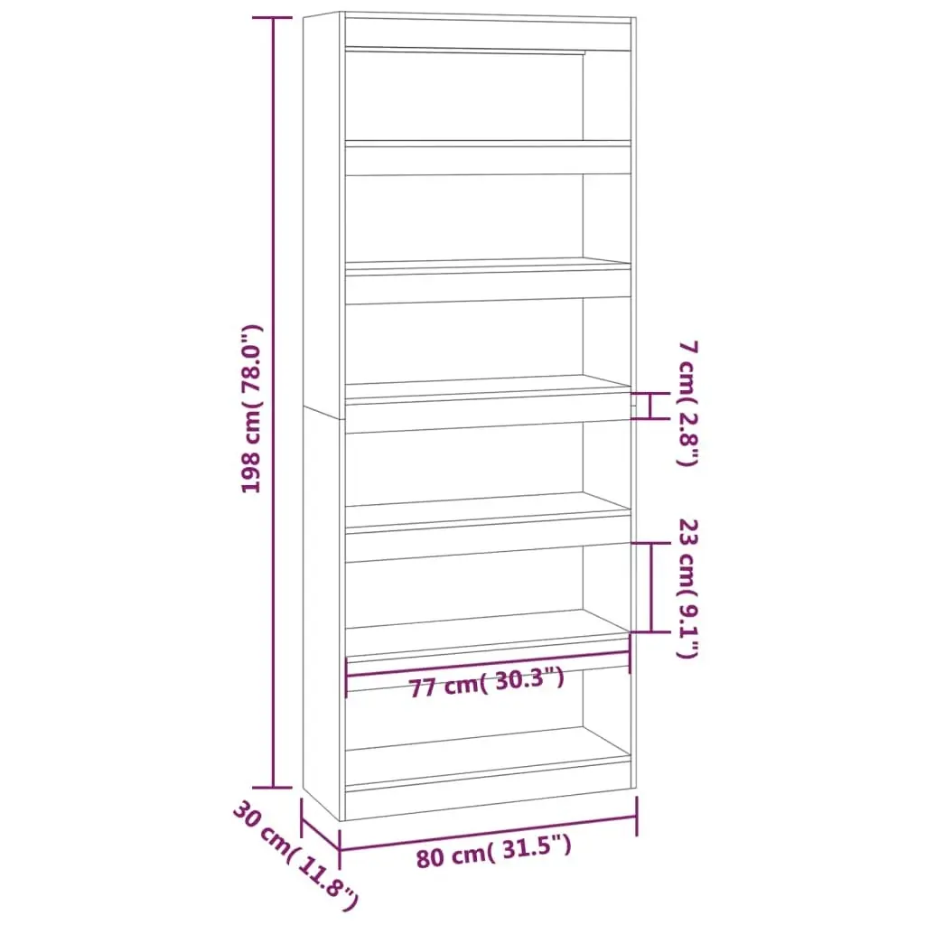 Book Cabinet/Room Divider Concrete Grey 80x30x198 cm Engineered Wood 811731