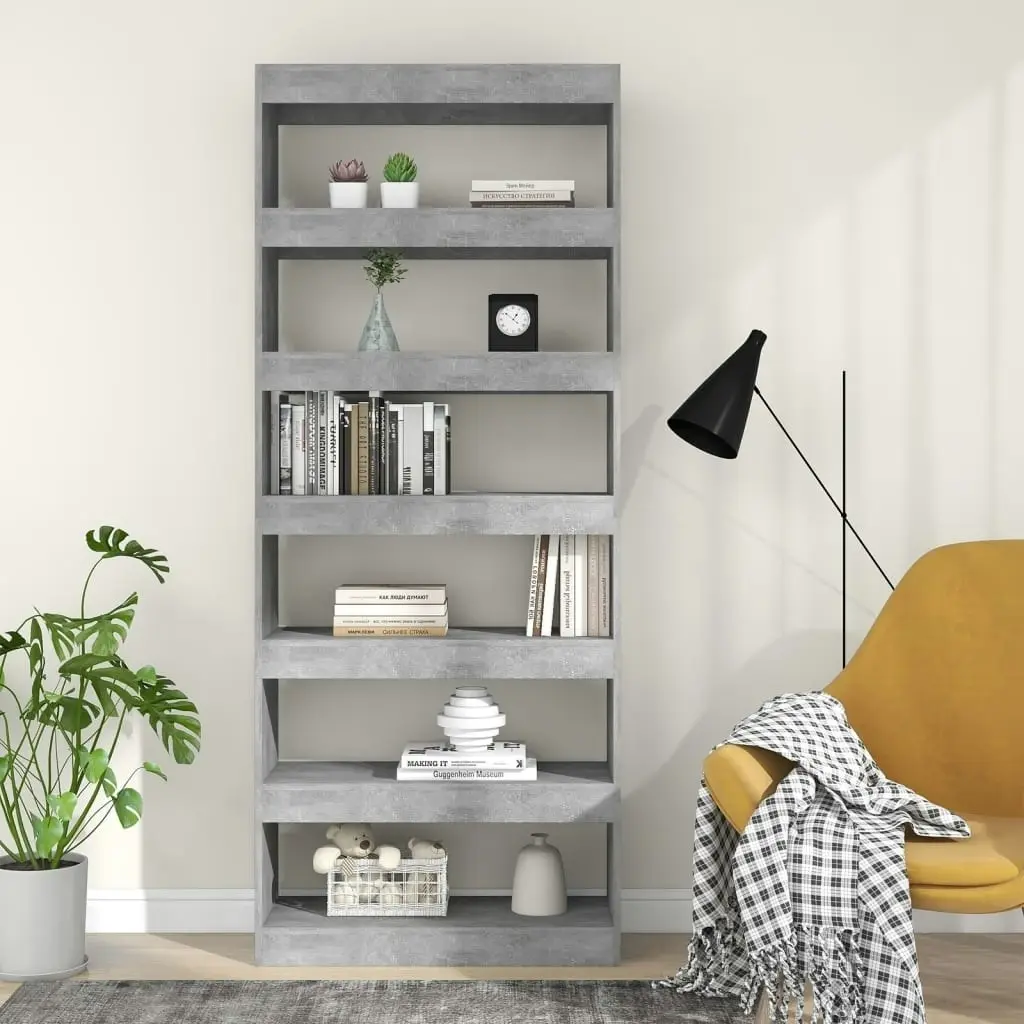 Book Cabinet/Room Divider Concrete Grey 80x30x198 cm Engineered Wood 811731