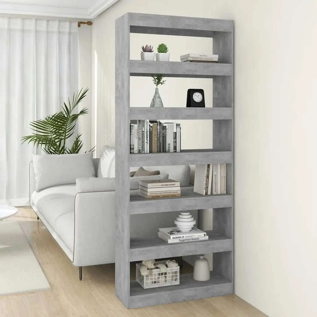 Book Cabinet/Room Divider Concrete Grey 80x30x198 cm Engineered Wood 811731