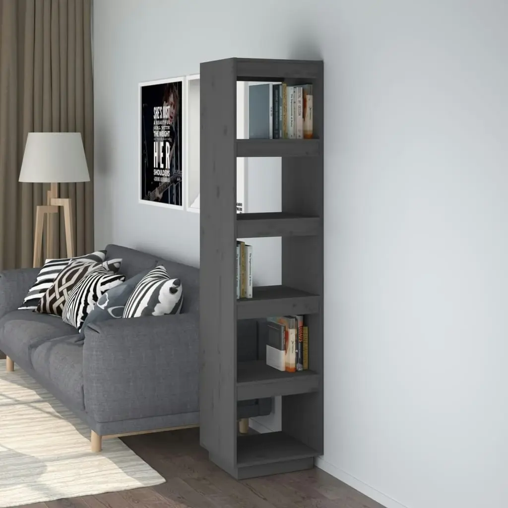 Book Cabinet/Room Divider Grey 40x35x167 cm Solid Wood Pine 810856