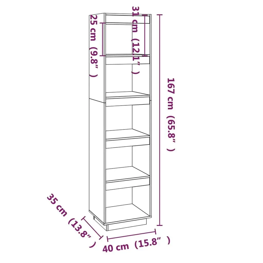 Book Cabinet/Room Divider Grey 40x35x167 cm Solid Wood Pine 810856