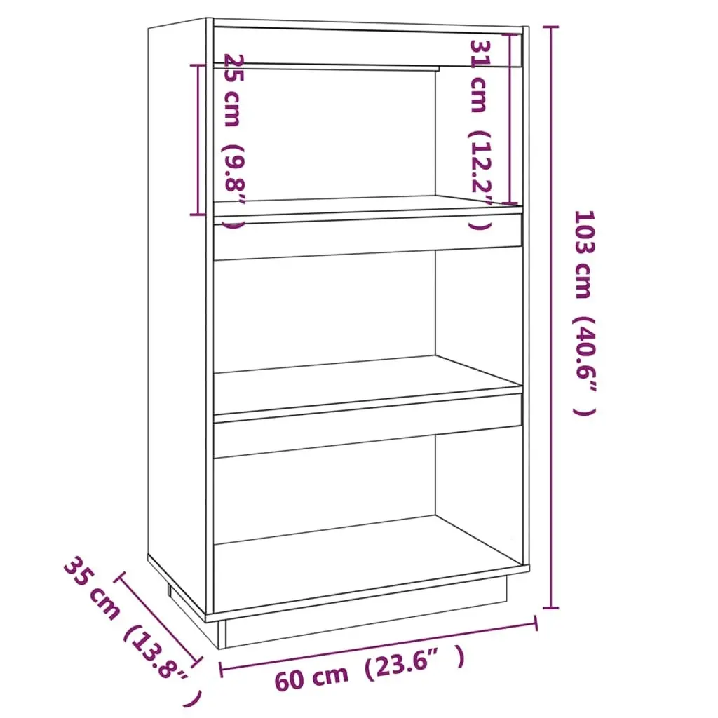 Book Cabinet/Room Divider Grey 60x35x103 cm Solid Wood Pine 810866