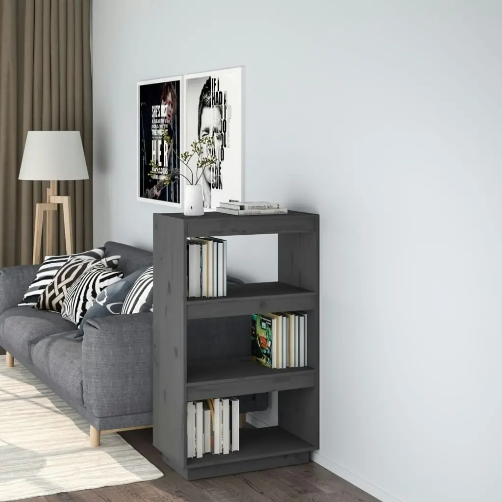 Book Cabinet/Room Divider Grey 60x35x103 cm Solid Wood Pine 810866