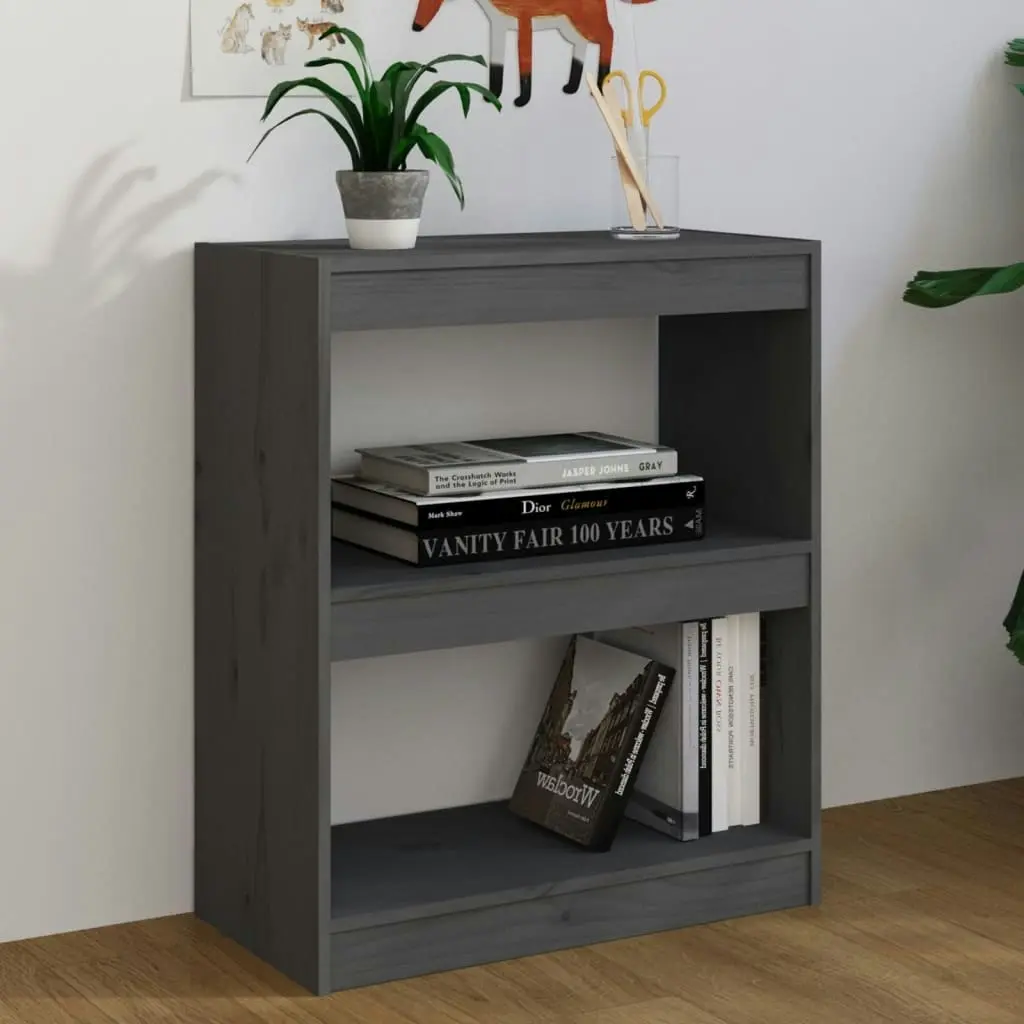 Book Cabinet/Room Divider Grey 60x30x71.5 cm Solid Wood Pine 808160