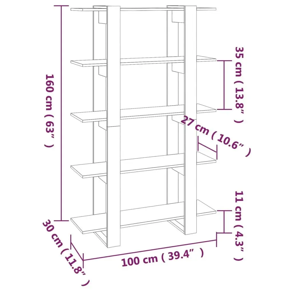 Book Cabinet/Room Divider Grey Sonoma 100x30x160 cm 813561