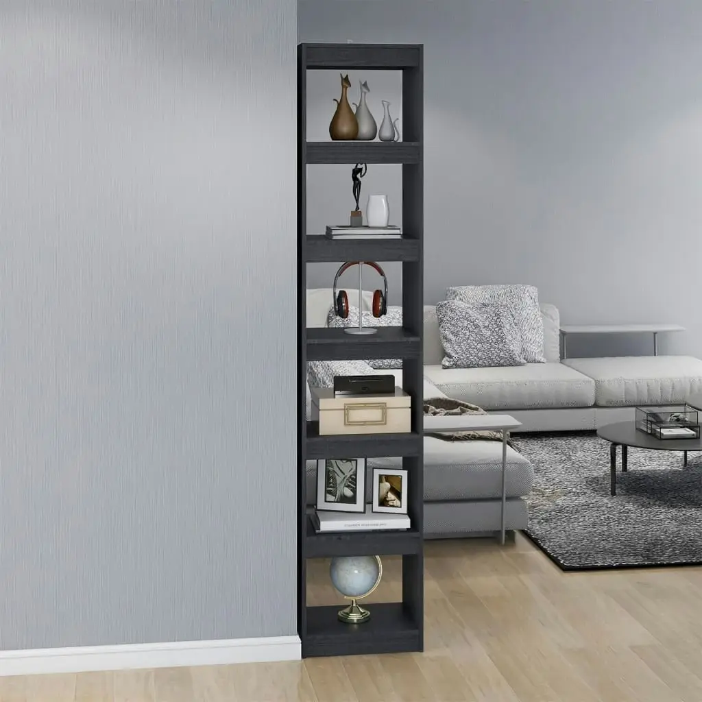 Book Cabinet/Room Divider Grey 40x30x199 cm Solid Pinewood 808155