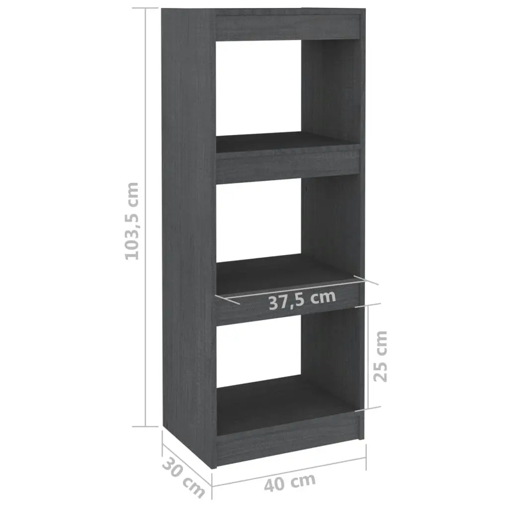 Book Cabinet/Room Divider Grey 40x30x103.5 cm Solid Pinewood 808140