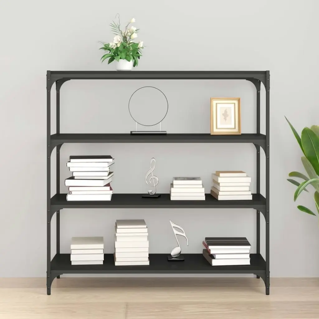 Book Cabinet Black 100x33x100 cm Engineered Wood and Steel 819357