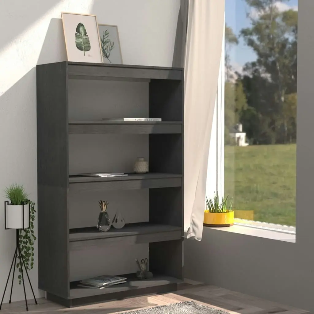 Book Cabinet/Room Divider Grey 80x35x135 cm Solid Pinewood 810891