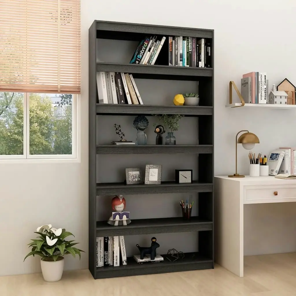 Book Cabinet/Room Divider Grey 100x30x200 cm Solid Pinewood 808230