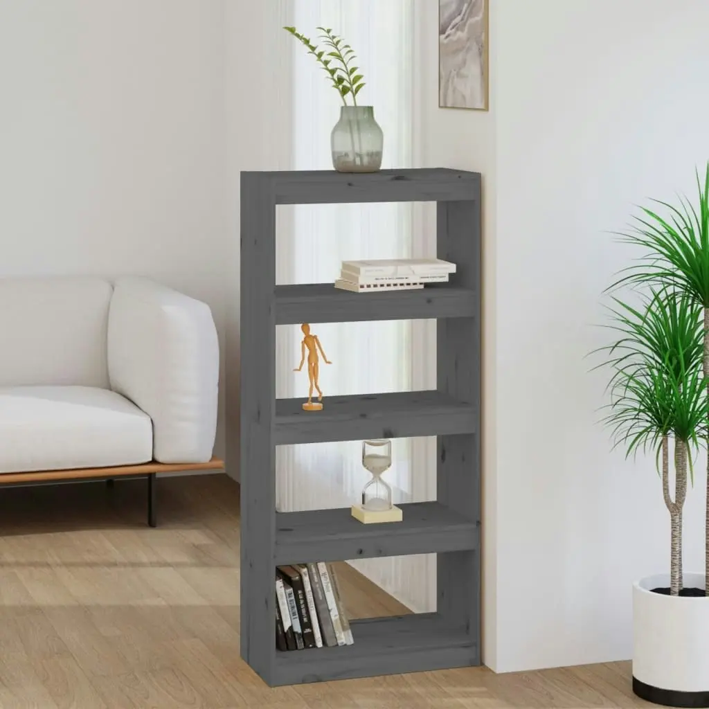 Book Cabinet/Room Divider Grey 60x30x135.5 cm Solid Wood Pine 808170