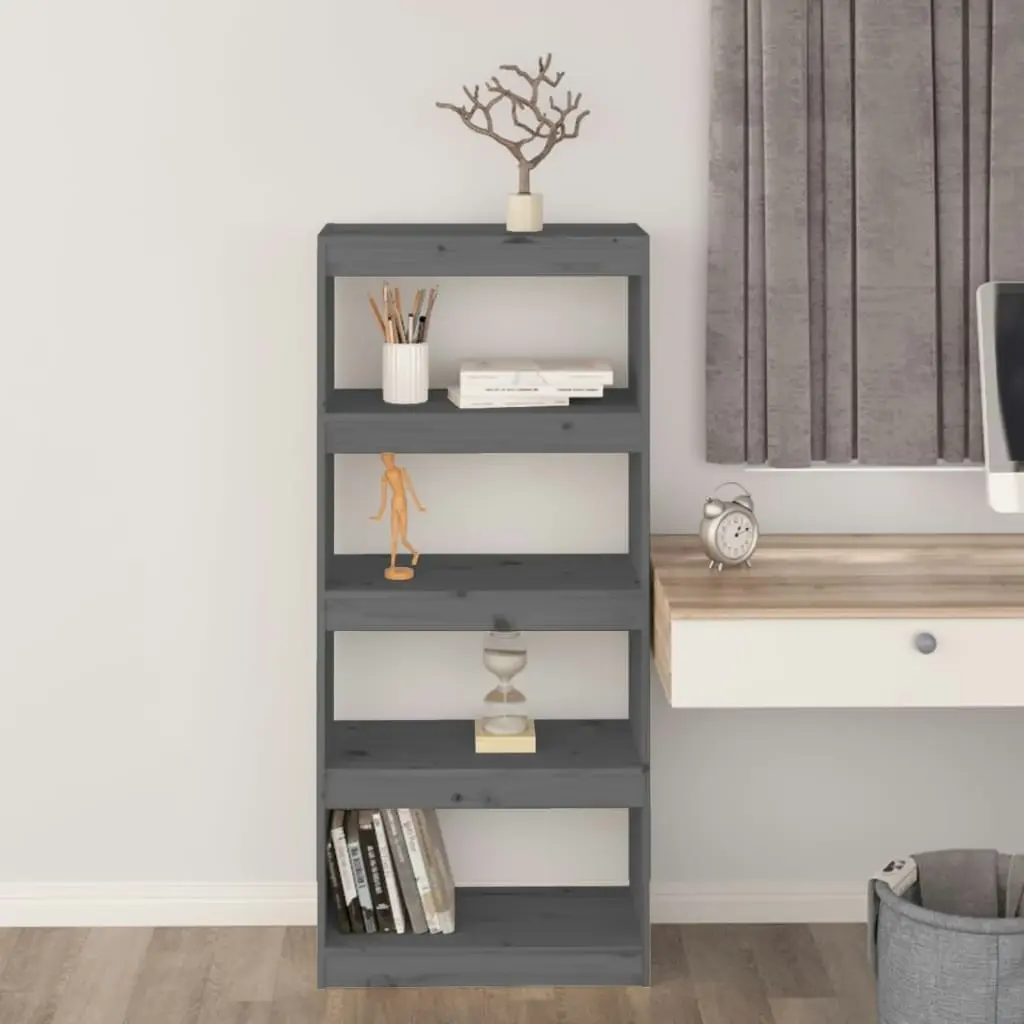 Book Cabinet/Room Divider Grey 60x30x135.5 cm Solid Wood Pine 808170