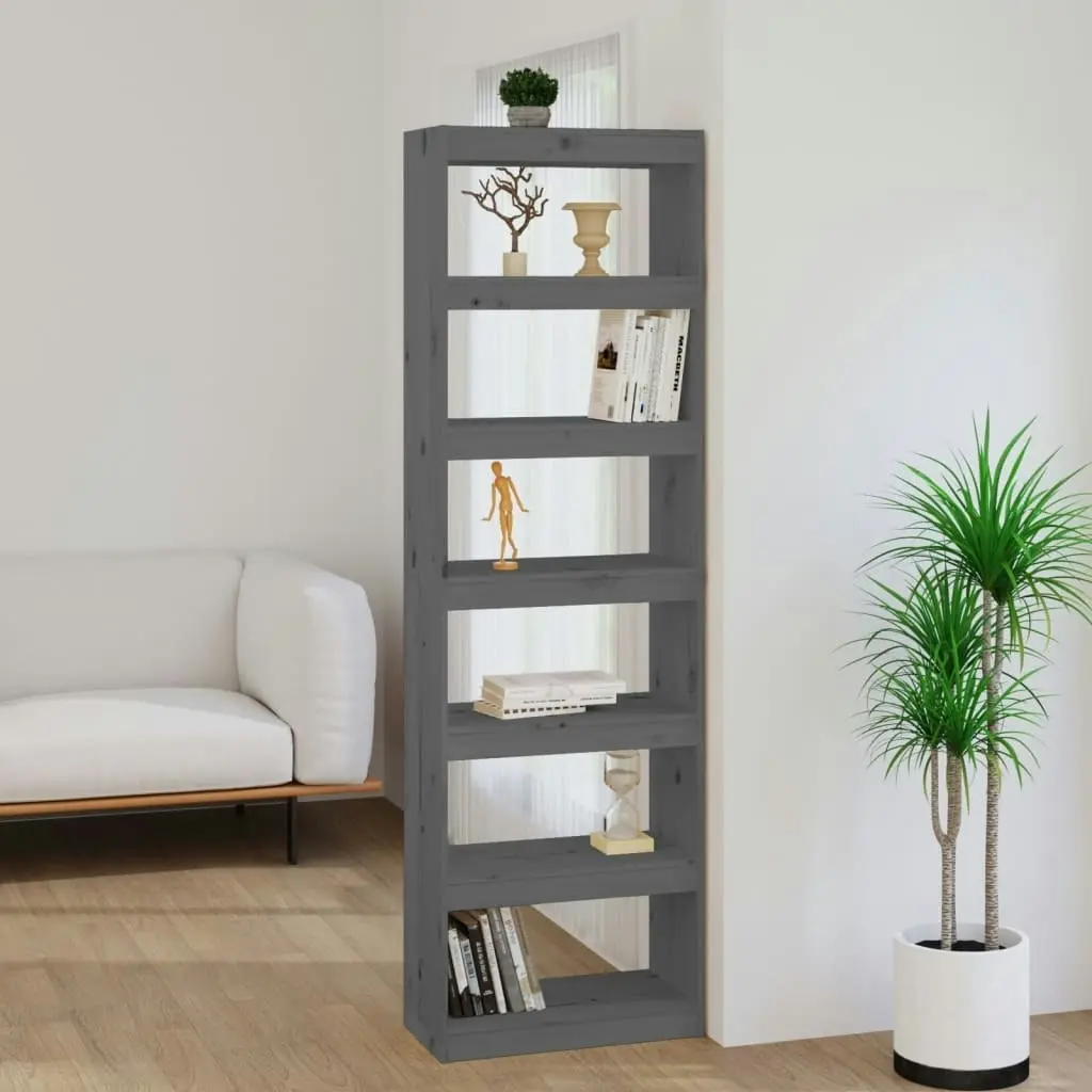 Book Cabinet/Room Divider Grey 60x30x199.5 cm Solid Wood Pine 808180