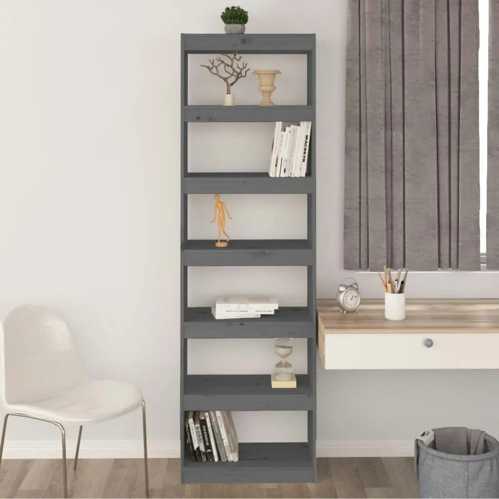 Book Cabinet/Room Divider Grey 60x30x199.5 cm Solid Wood Pine 808180