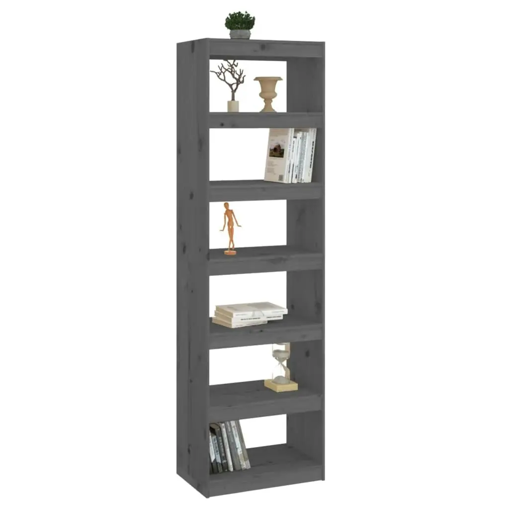 Book Cabinet/Room Divider Grey 60x30x199.5 cm Solid Wood Pine 808180