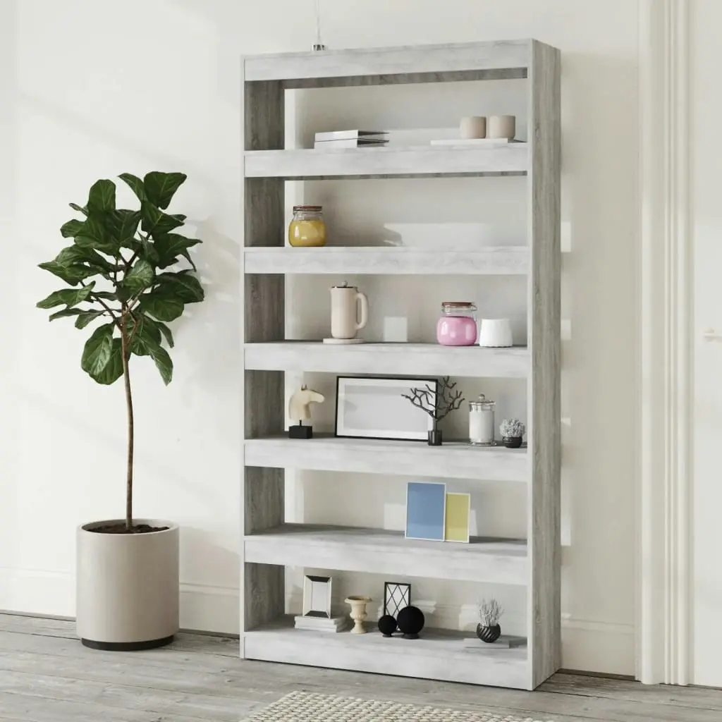 Book Cabinet/Room Divider Grey Sonoma 100x30x198 cm Engineered wood 813642