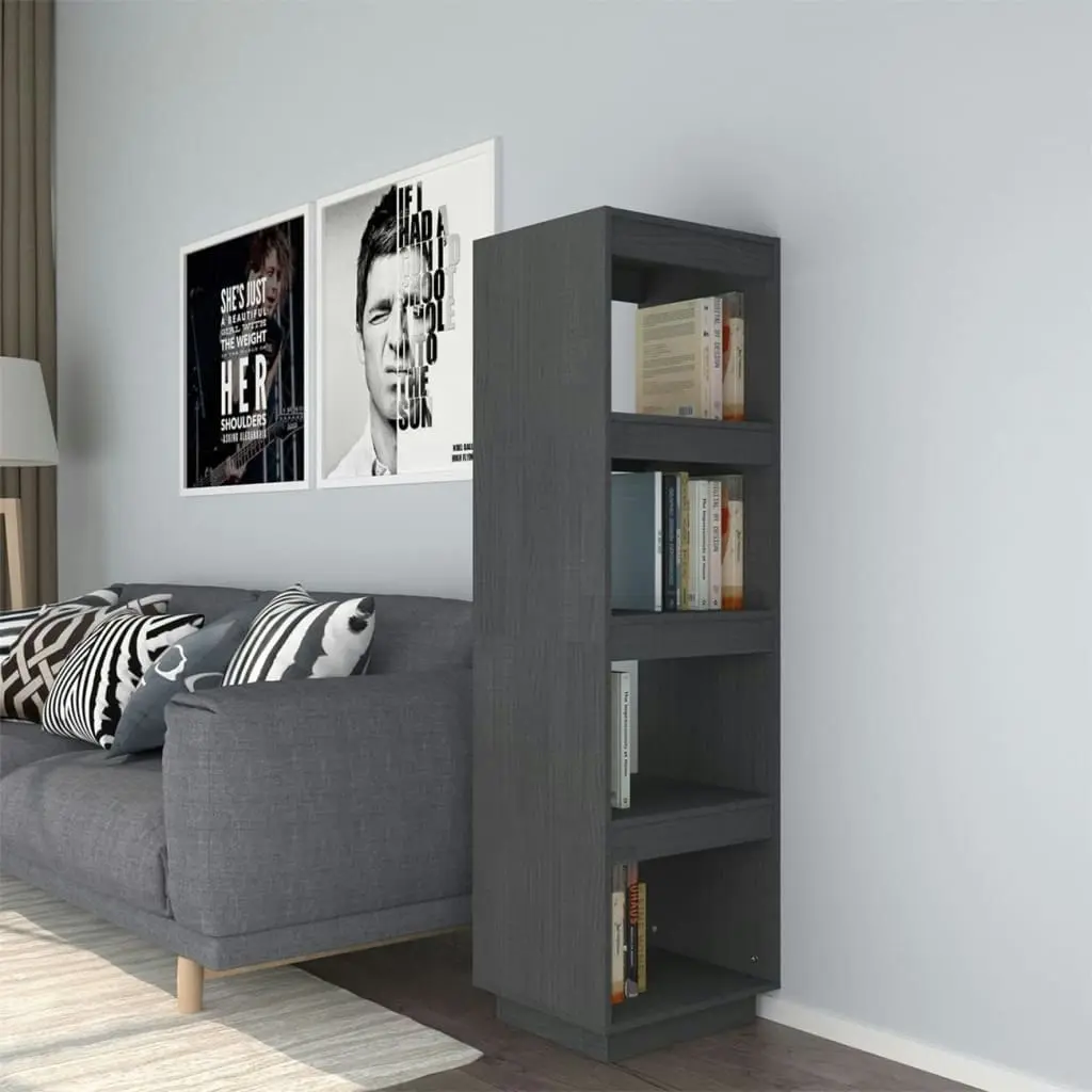 Book Cabinet/Room Divider Grey 40x35x135 cm Solid Pinewood 810851