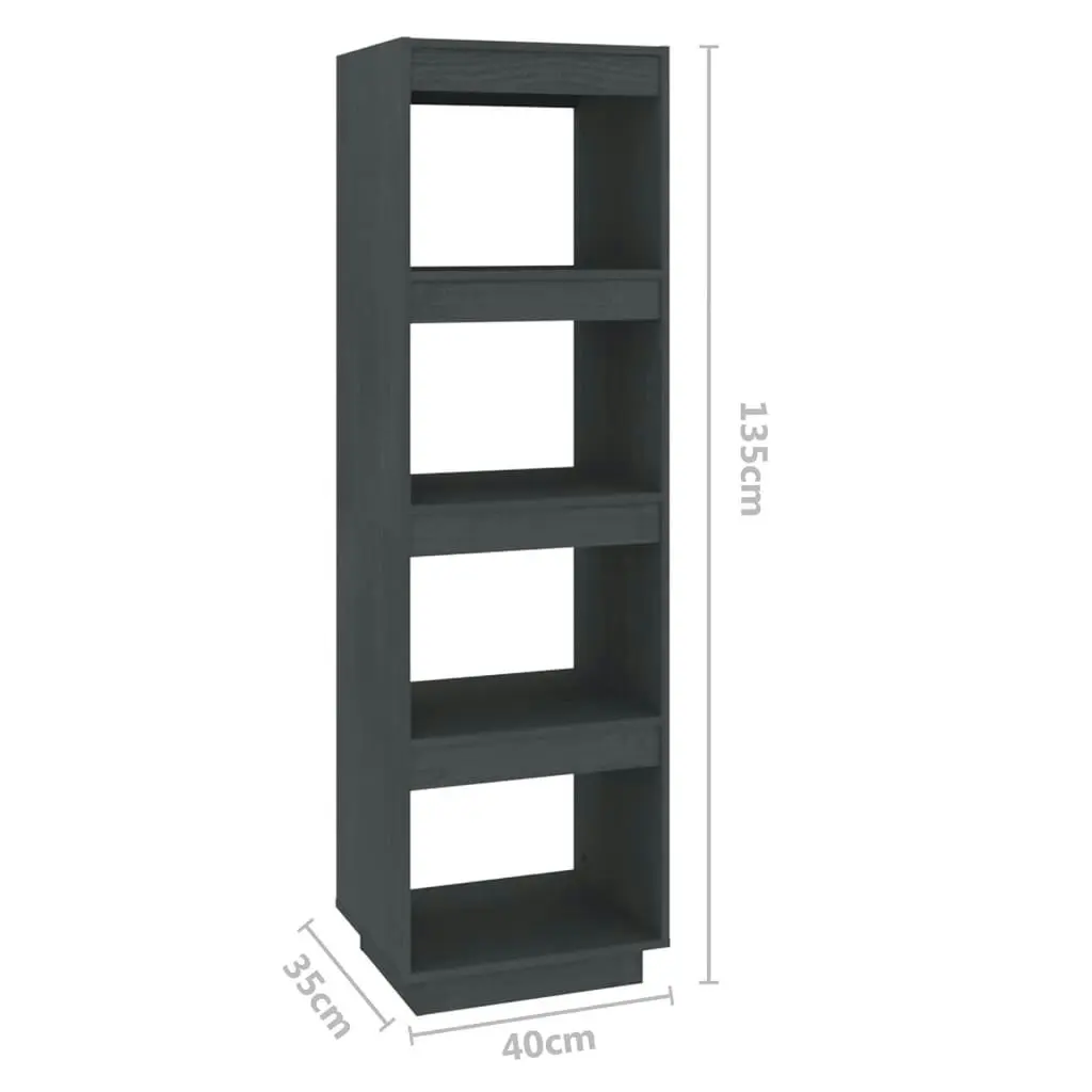 Book Cabinet/Room Divider Grey 40x35x135 cm Solid Pinewood 810851