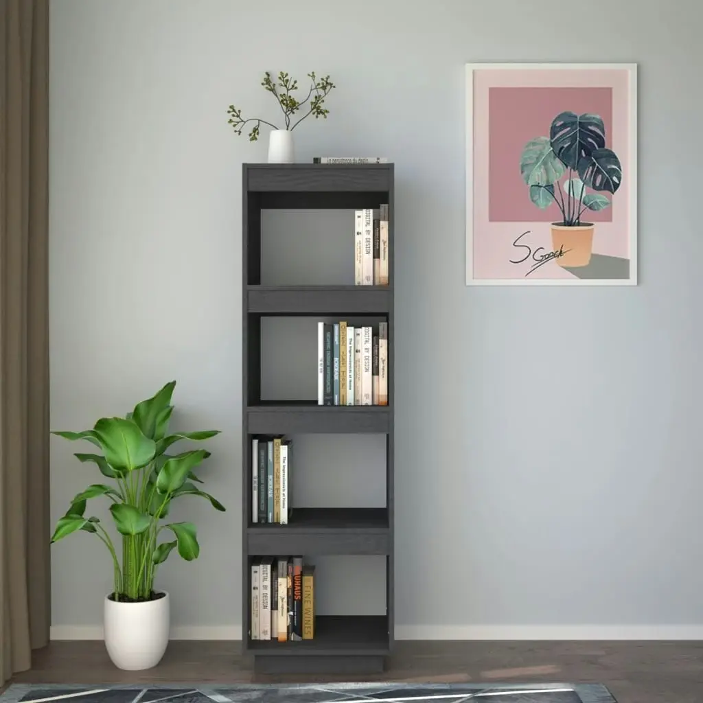 Book Cabinet/Room Divider Grey 40x35x135 cm Solid Pinewood 810851