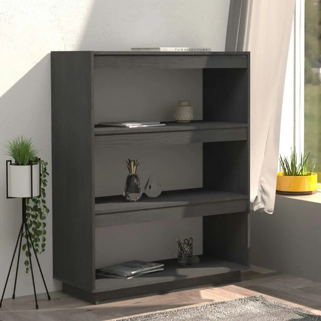 Book Cabinet/Room Divider Grey 80x35x103 cm Solid Pinewood 810886