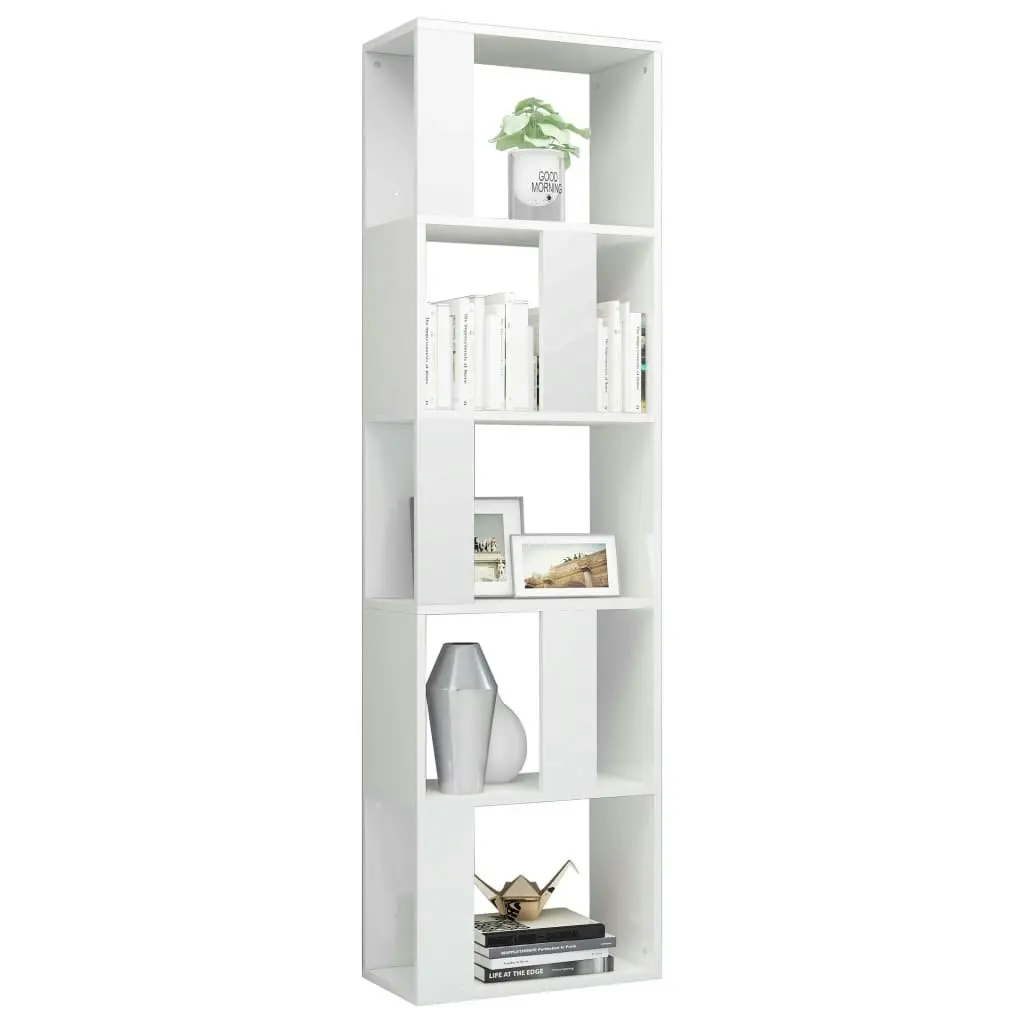 Book Cabinet/Room Divider High Gloss White 45x24x159 cm Engineered Wood 800114