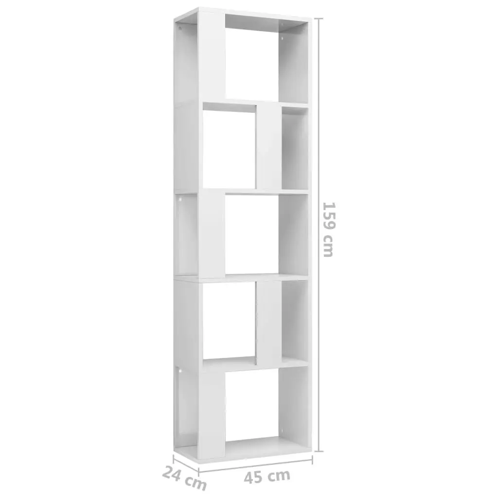 Book Cabinet/Room Divider High Gloss White 45x24x159 cm Engineered Wood 800114