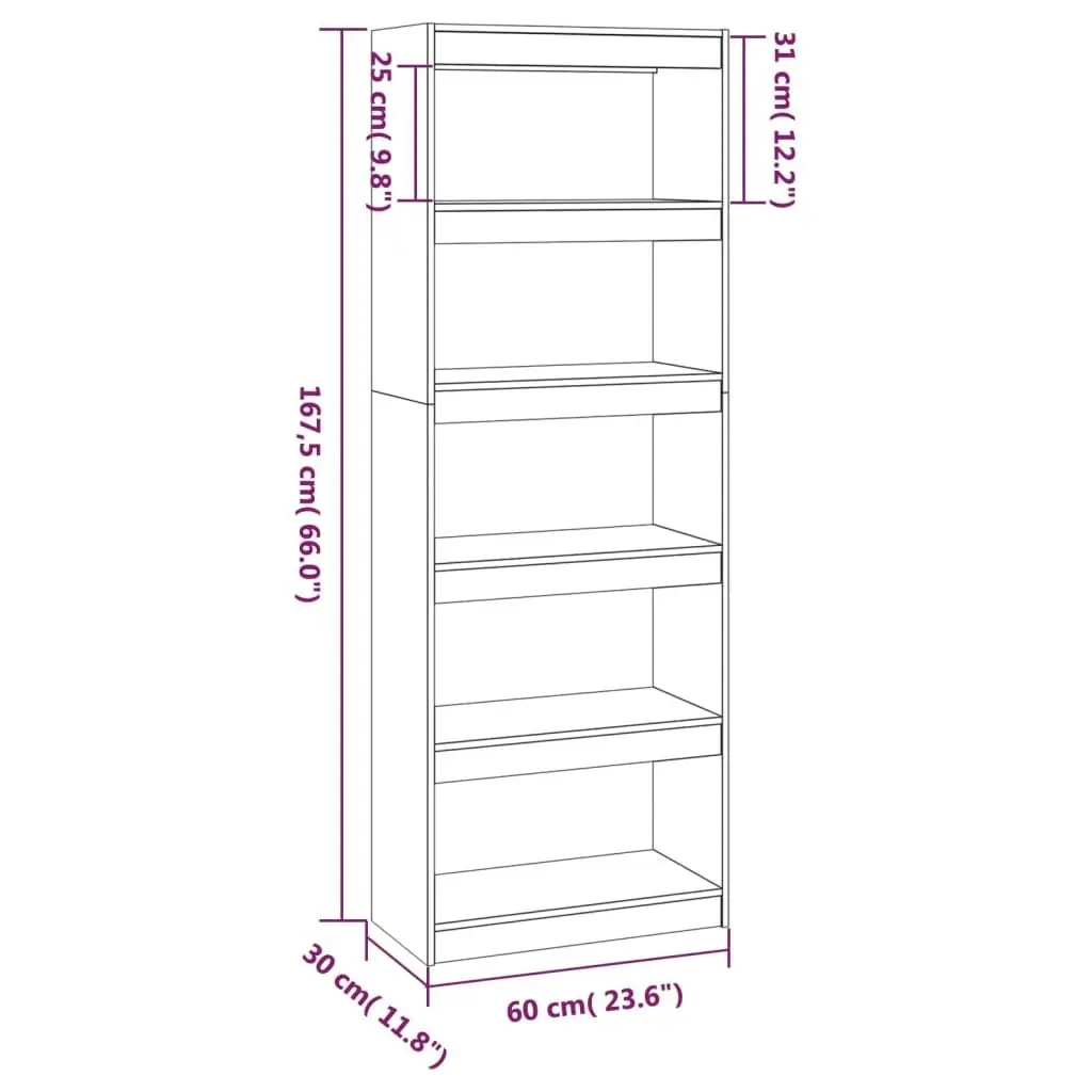 Book Cabinet/Room Divider Grey 60x30x167.5 cm Solid Wood Pine 808175