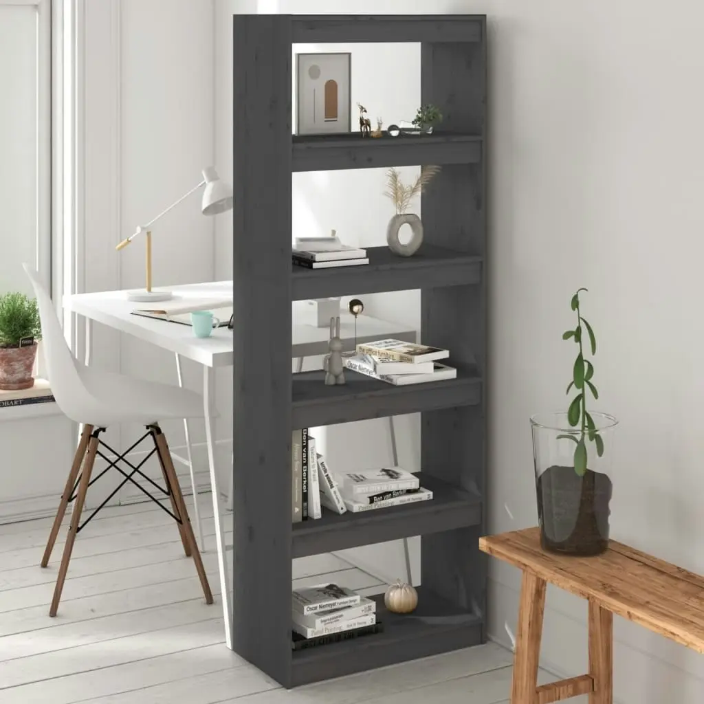 Book Cabinet/Room Divider Grey 60x30x167.5 cm Solid Wood Pine 808175