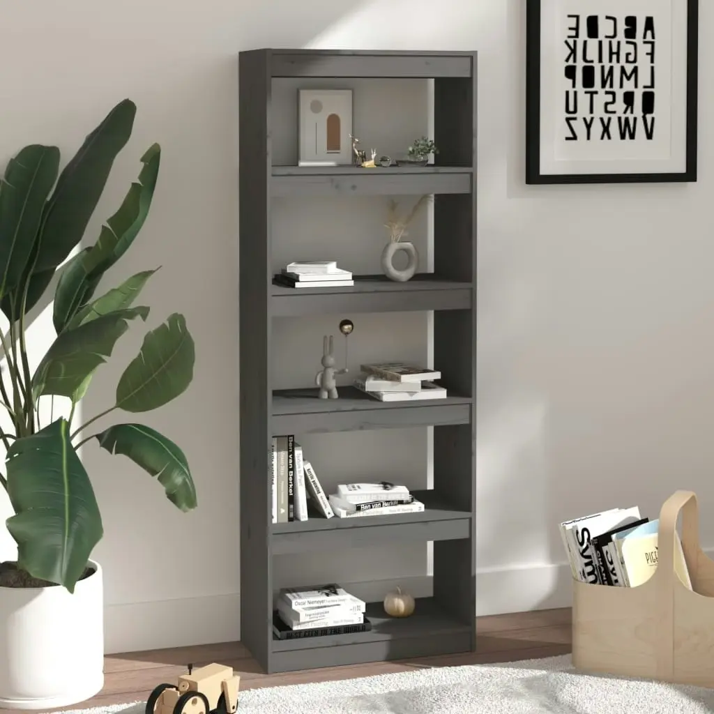 Book Cabinet/Room Divider Grey 60x30x167.5 cm Solid Wood Pine 808175