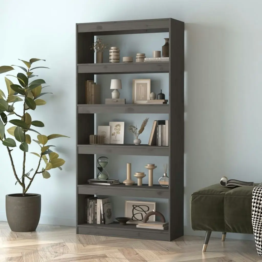 Book Cabinet/Room Divider Grey 80x30x167.4 cm Solid Wood Pine 808200