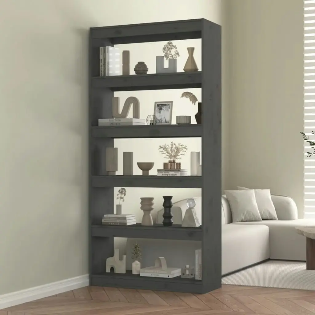 Book Cabinet/Room Divider Grey 80x30x167.4 cm Solid Wood Pine 808200