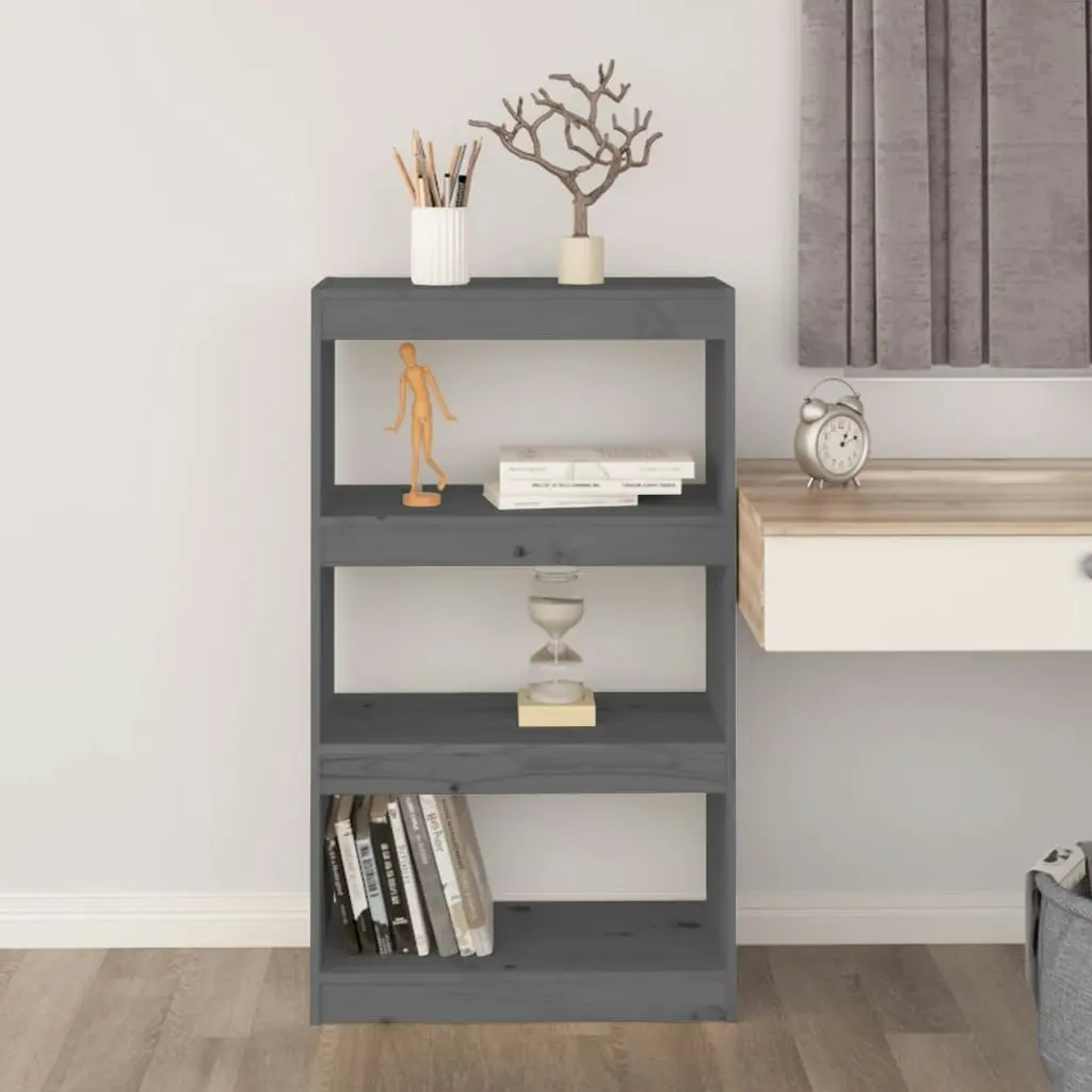 Book Cabinet/Room Divider Grey 60x30x103.5 cm Solid Wood Pine 808165