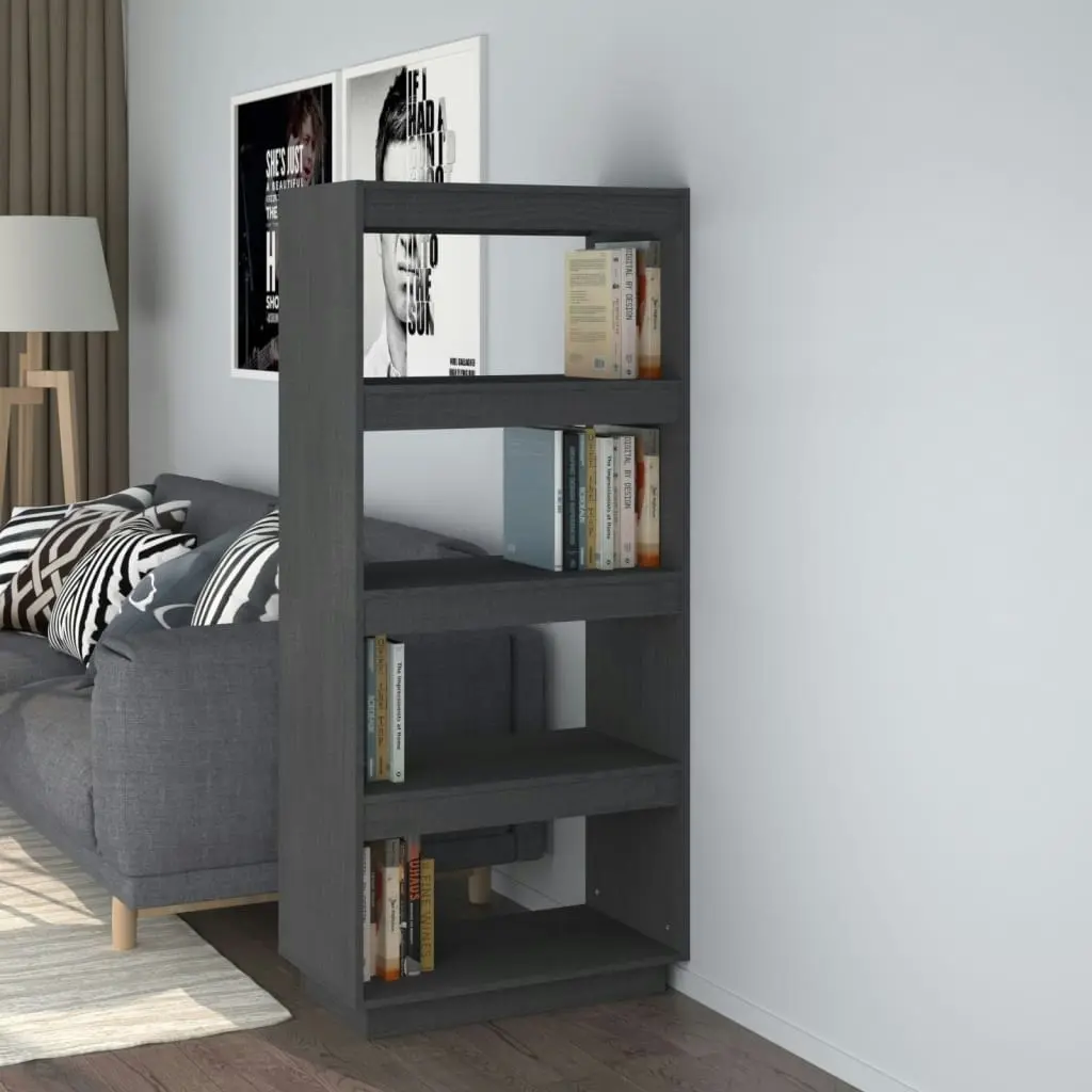 Book Cabinet/Room Divider Grey 60x35x135 cm Solid Pinewood 810871