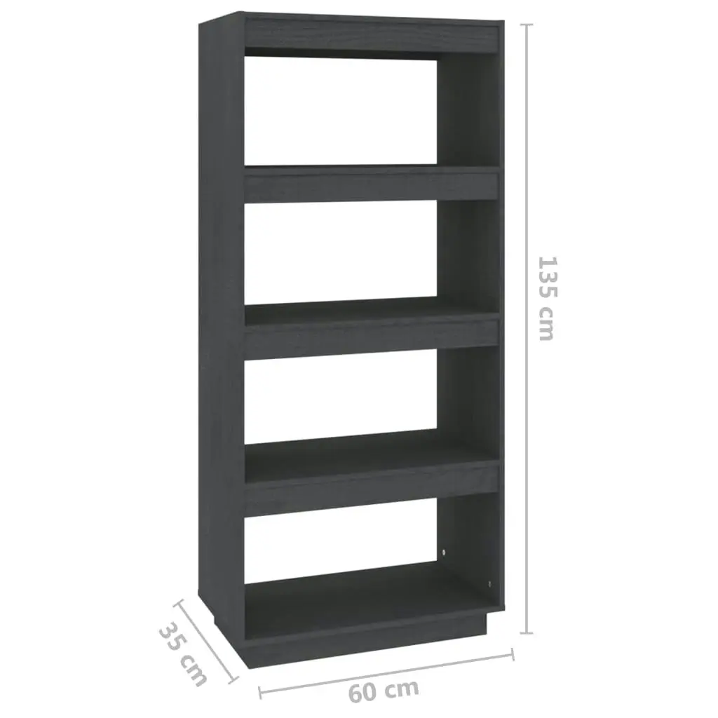 Book Cabinet/Room Divider Grey 60x35x135 cm Solid Pinewood 810871