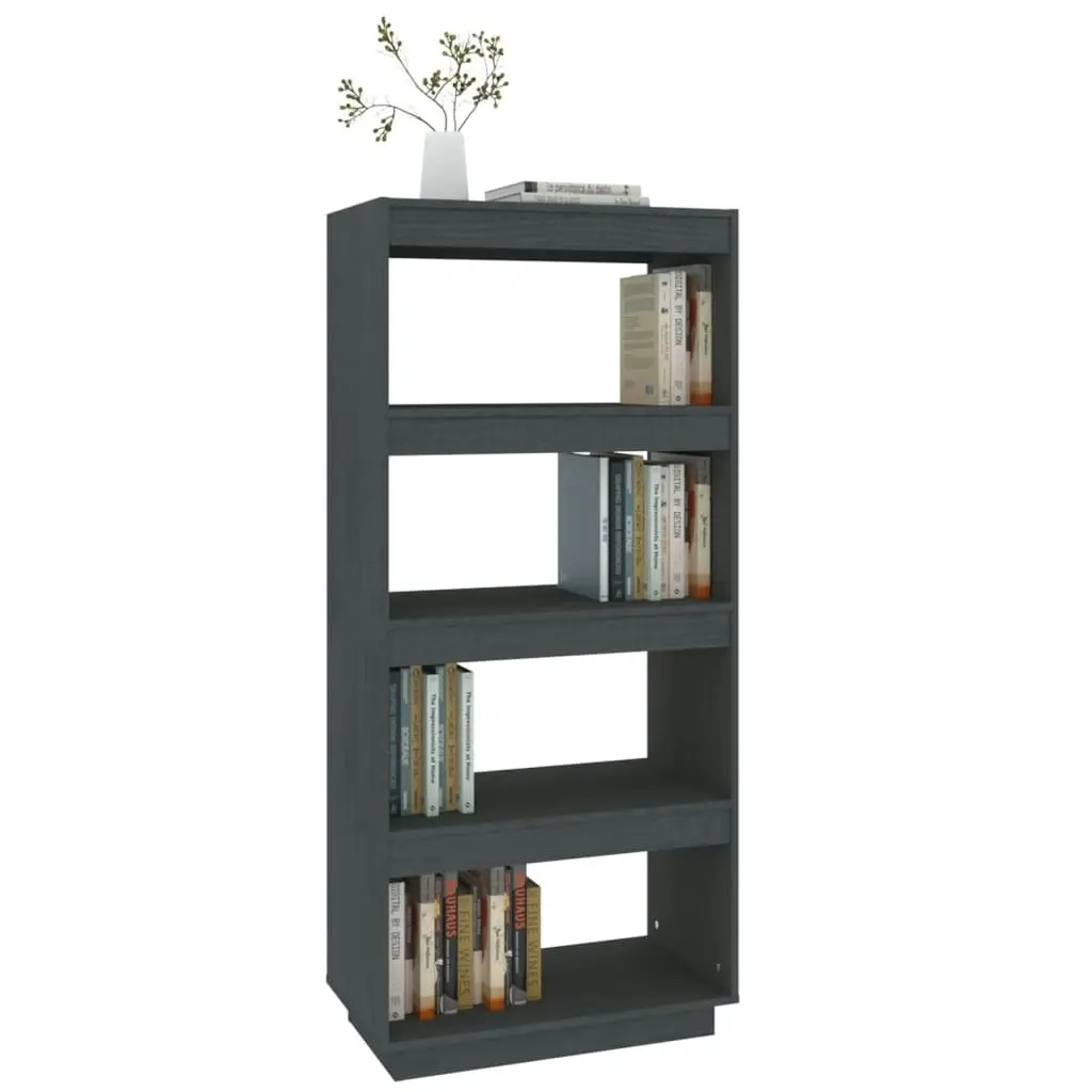 Book Cabinet/Room Divider Grey 60x35x135 cm Solid Pinewood 810871