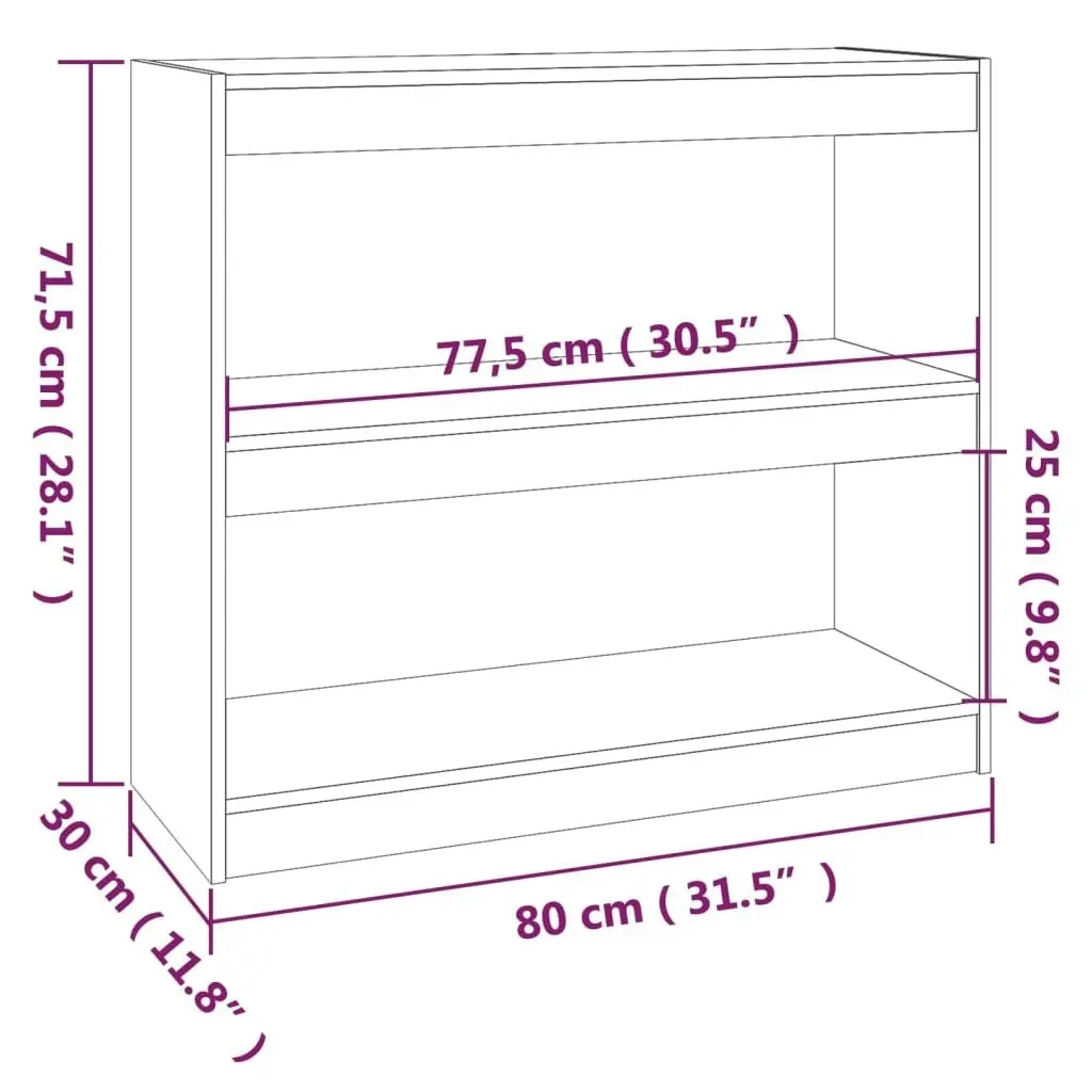 Book Cabinet/Room Divider Grey 80x30x71.5 cm Solid Wood Pine 808185