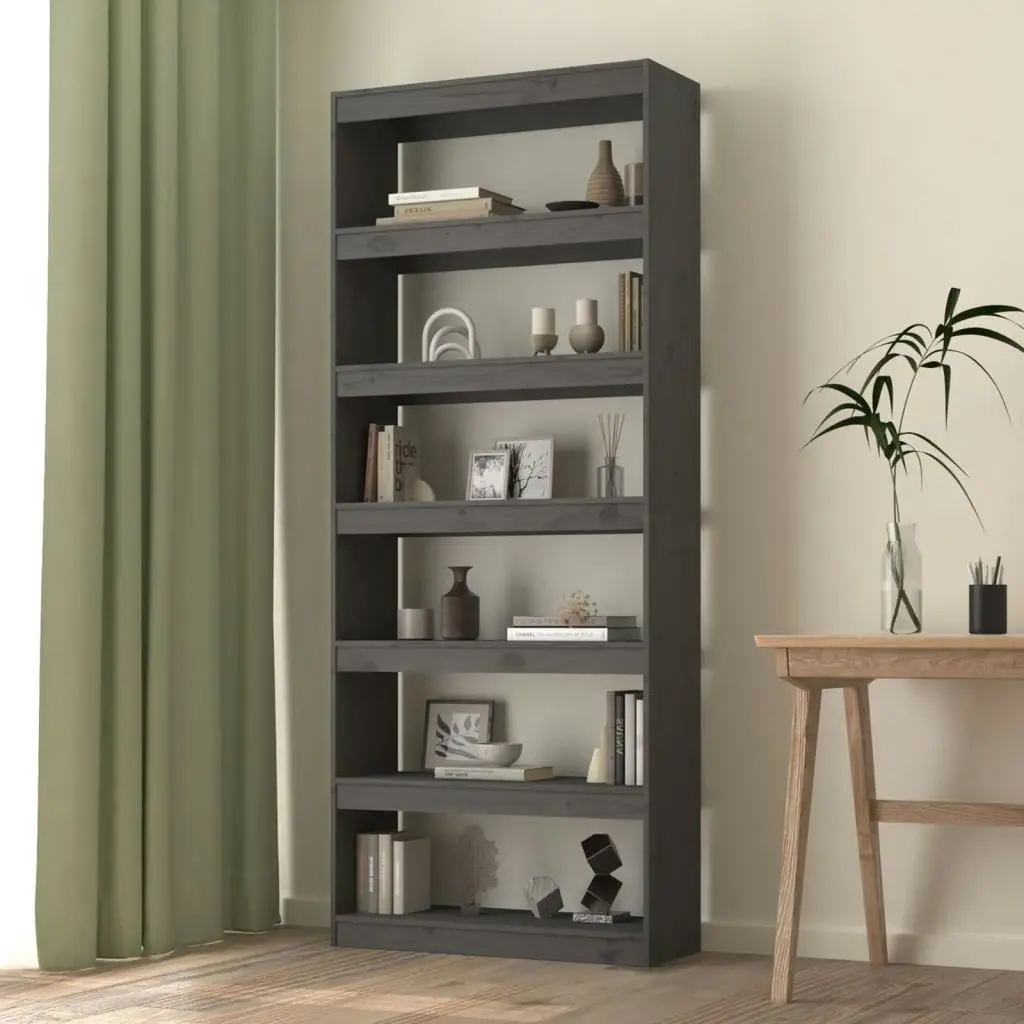 Book Cabinet/Room Divider Grey 80x30x199.5 cm Solid Wood Pine 808205