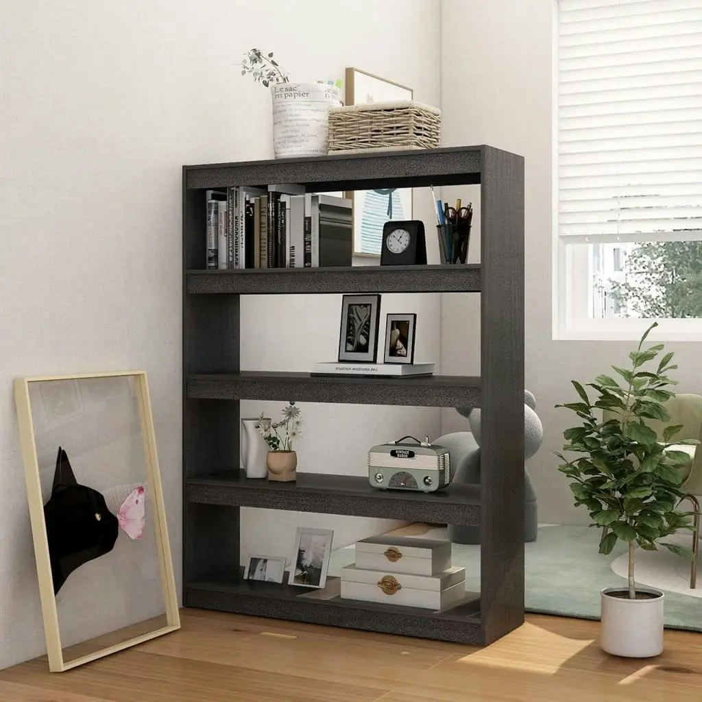 Book Cabinet/Room Divider Grey 100x30x135.5 cm Solid Pinewood 808220