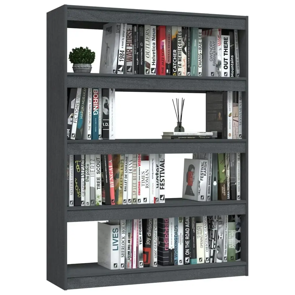 Book Cabinet/Room Divider Grey 100x30x135.5 cm Solid Pinewood 808220