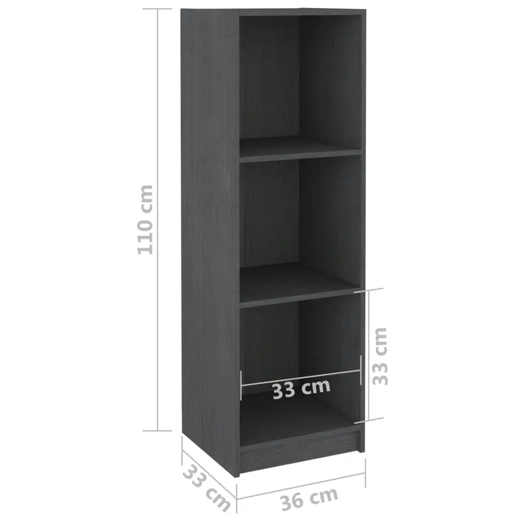 Book Cabinet/Room Divider Grey 36x33x110 cm Solid Pinewood 809938