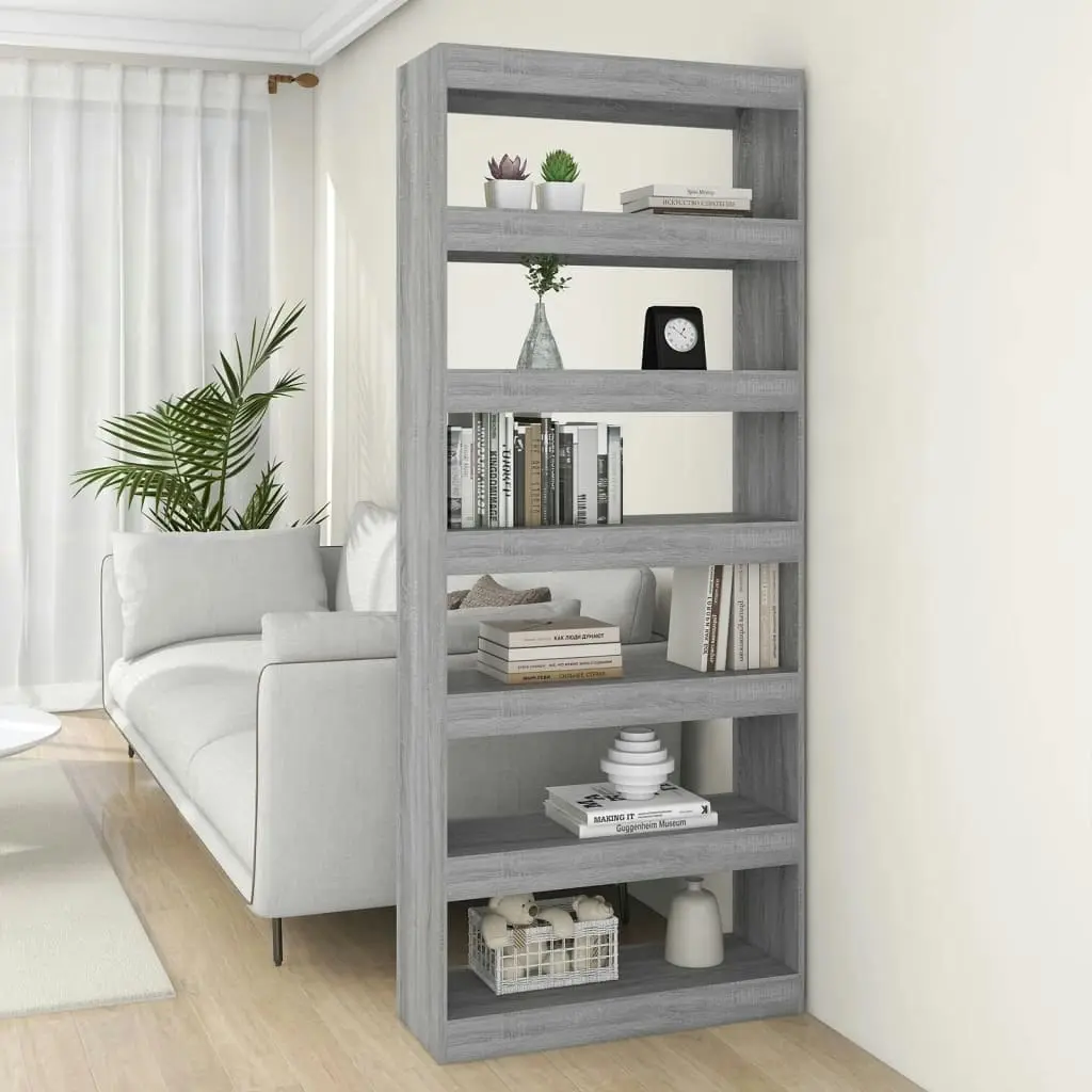 Book Cabinet/Room Divider Grey Sonoma 80x30x198 cm Engineered Wood 813627