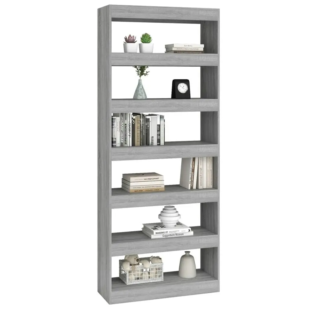 Book Cabinet/Room Divider Grey Sonoma 80x30x198 cm Engineered Wood 813627