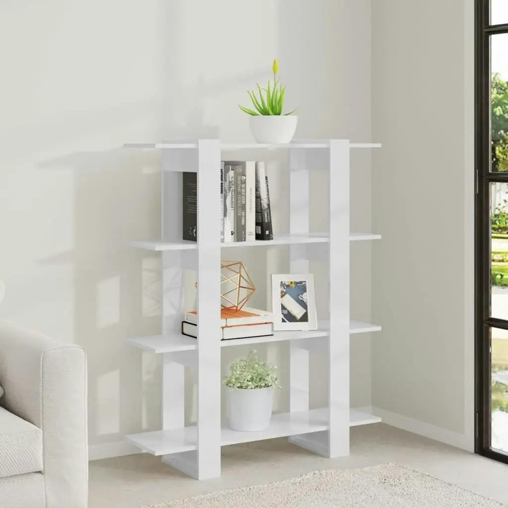 Book Cabinet/Room Divider High Gloss White 100x30x123.5 cm 811544