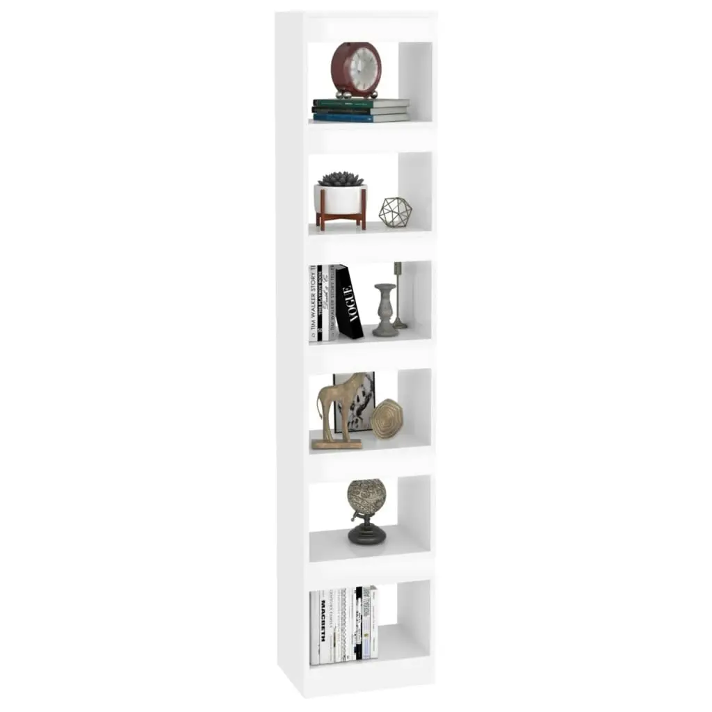 Book Cabinet/Room Divider High Gloss White 40x30x198 cm 811643